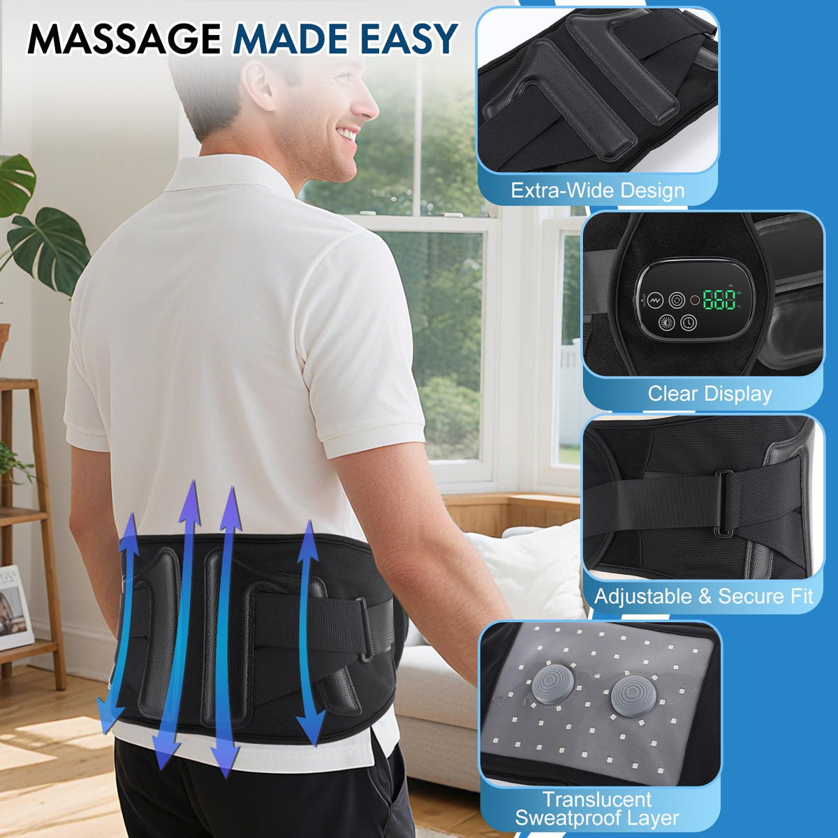 Red Light Massaging Belt RRP - £39.99 660nm & 850nm Touch Control 3 Timers 4 Modes 3 Levels