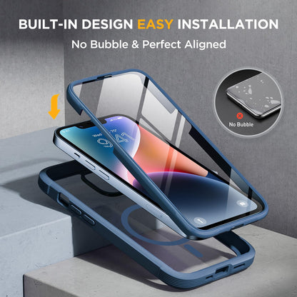 Magnetic Case for iPhone 14 Plus RRP - £19.99 with Screen & Camera Lens Protectors – Storm Blue
