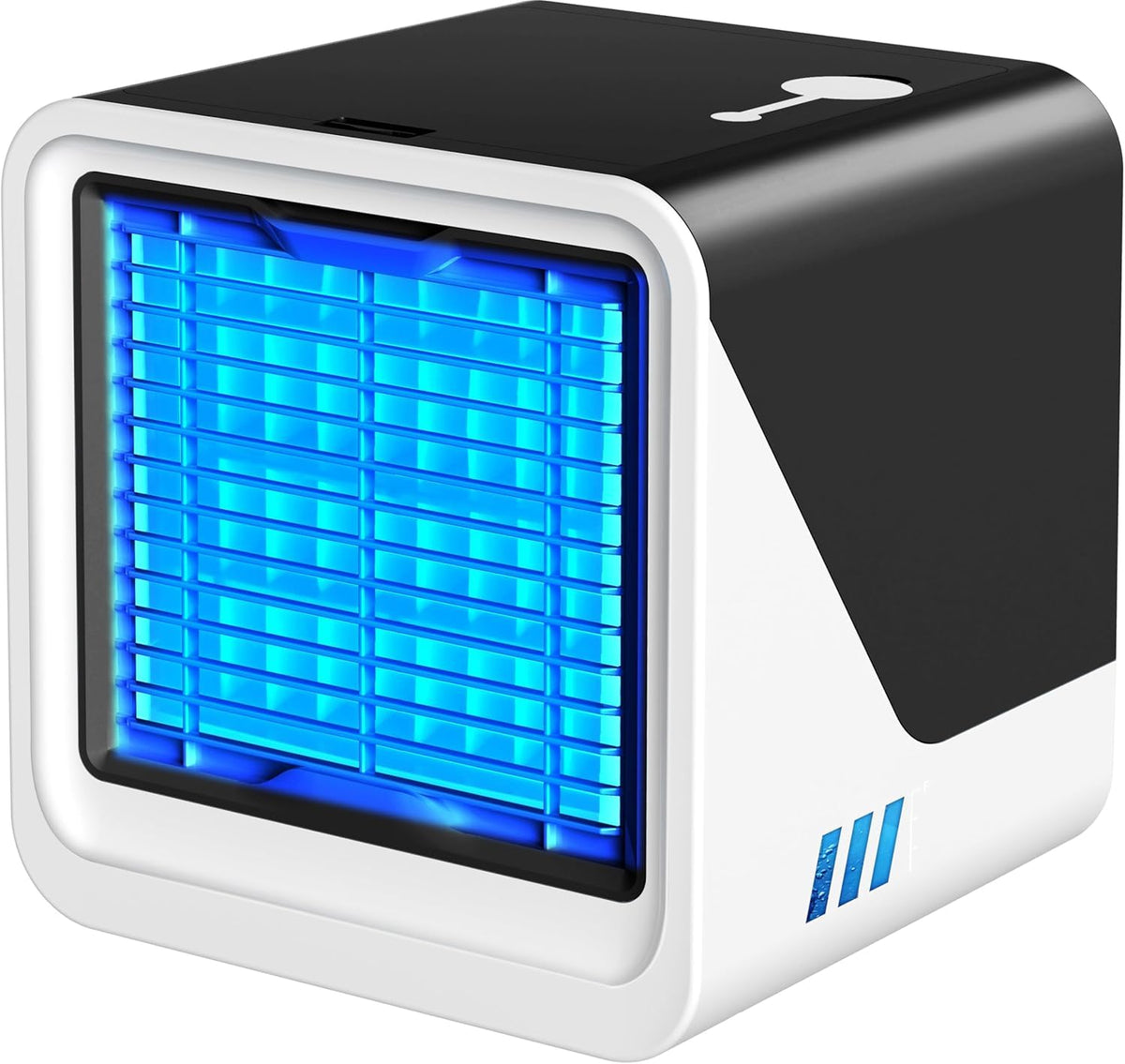 Portable Evaporative Air Cooler Fan RRP - £64.99 3-Speed Replaceable Filter Humidifier LED 7-Colour – Black