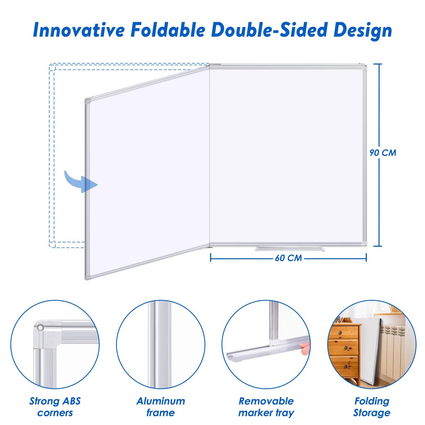 Maxtek Whiteboard - RRP £99.99 - 150x100 cm, Magnetic Whiteboard for Wall