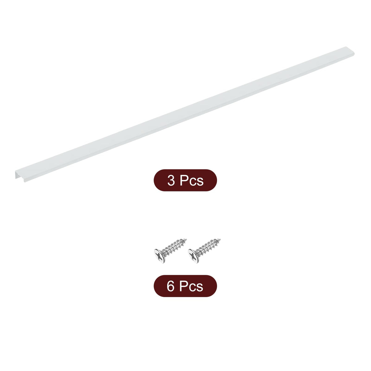 Finger Edge Cabinet Pulls 3pcs 800mm Back-Mount Aluminum Concealed – White