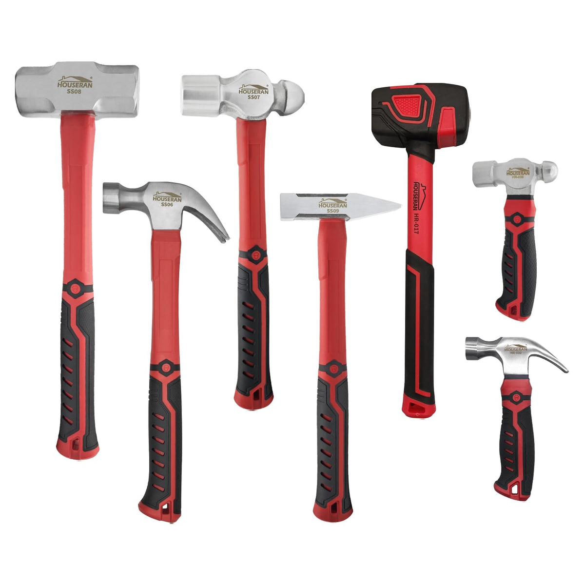7-Piece Hammer Set with Claw and Ball Peen Hammers - Multi