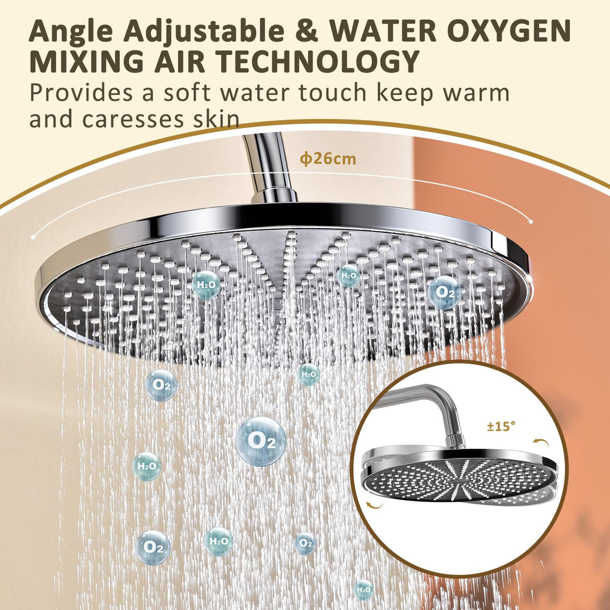 KeeGone Height-Adjustable Shower System RRP - £89.99 with Rain Shower & Hand Shower – Stainless Steel