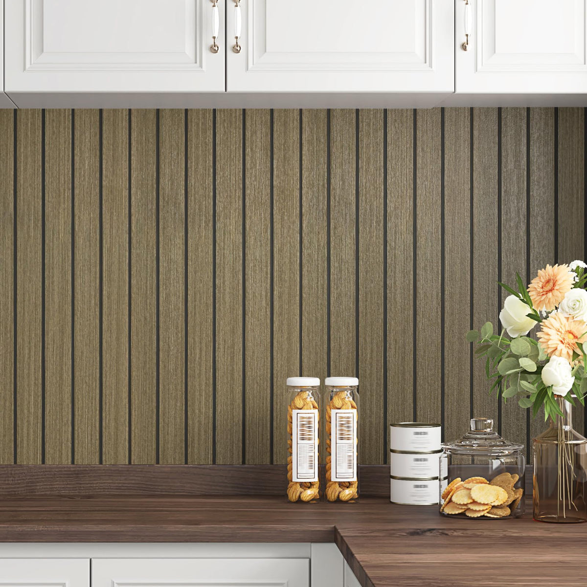 3D Self-Adhesive Vinyl Wall Panels RRP - £19.99 Wood Effect Acoustic Flexible Slats Roll 30 x 300cm – White