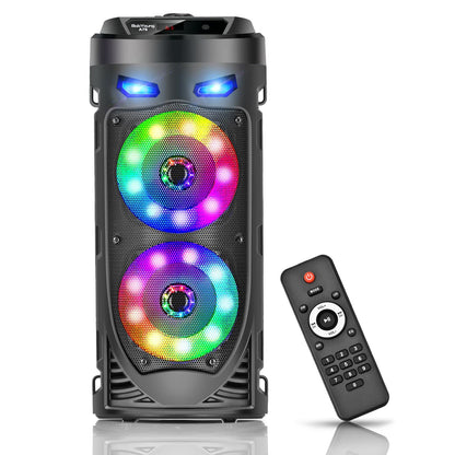 Portable Bluetooth Speaker RRP - £39.99, 30W Wireless Speaker with Double 4’’ Full range Stereo Sound, Mixed Color LED Lights, Remote, Supports EQ, TWS, USB, TF, AUX, Loud Speaker for Travel, Home, Party(1 Pcs)