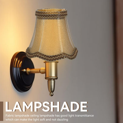 Set of 6 Clip On Lamp Shade RRP - £25.99, 6Pcs Retro Palace Pendant Light Shade E14 Clip LampShades,Candle Lampshades for Chandelier Ceiling Light,Fabric Table Lampshade Lamp Cover Drop Light Lampshade