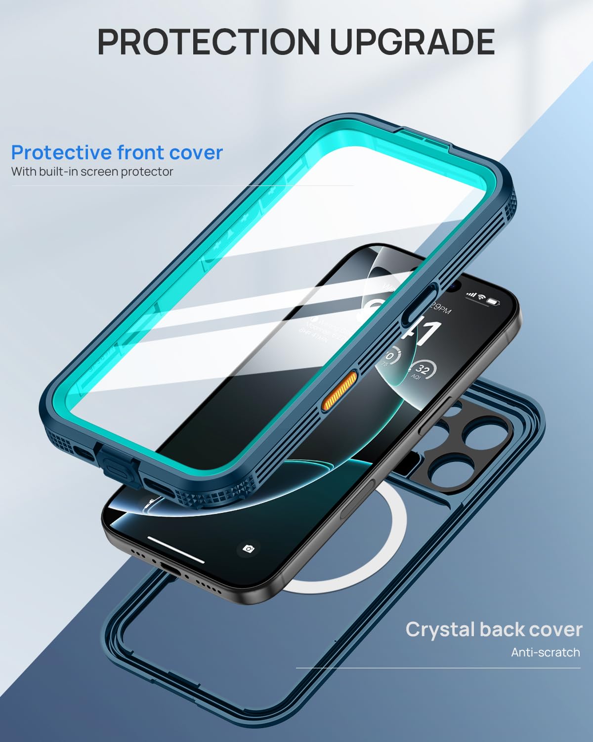 Lanhiem for iPhone 16 Pro Max Waterproof Case RRP - £24.99, [Compatible with MagSafe] Heavy Duty Shockproof Cover with Built in Screen Protector, Protective Magnetic Phone Case for iPhone 16 Pro Max (Blue)