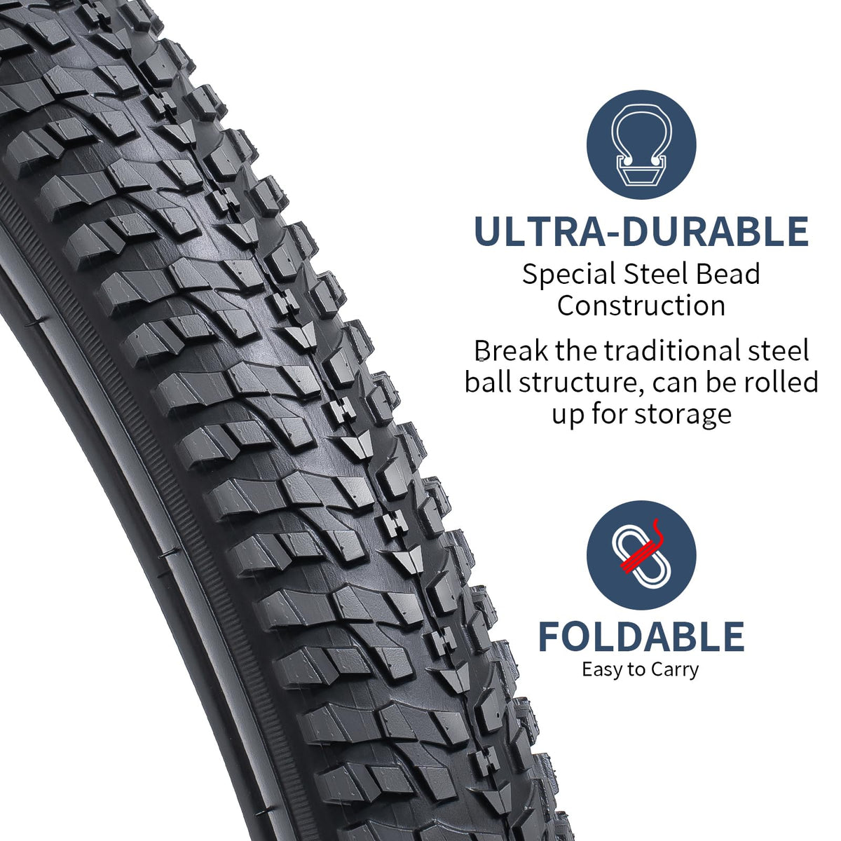 Bike Tyres RRP - £34.99 26x1.95 Foldable 2 Pack 53-559 Compatible with 26x1.90/1.95 Mountain Gravel Off-Road – 26in