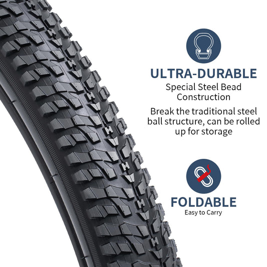 Bike Tyres RRP - £34.99 26x1.95 Foldable 2 Pack 53-559 Compatible with 26x1.90/1.95 Mountain Gravel Off-Road – 26in