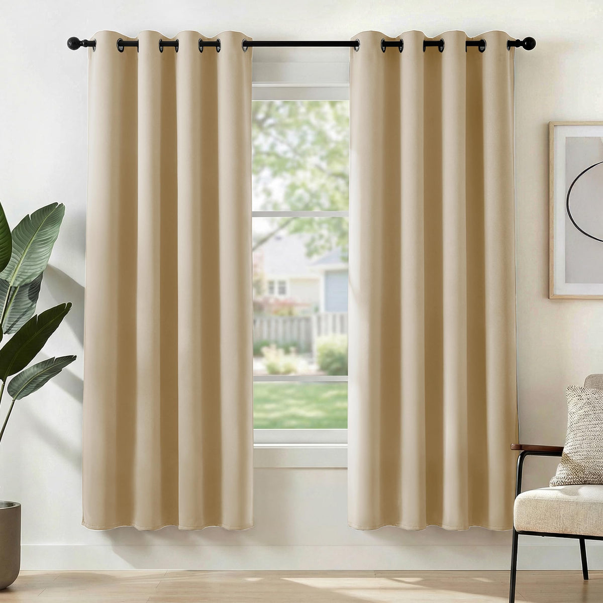 Blackout Eyelet Curtains RRP - Thermal Insulated Noise?Reducing 46 x 72in – Biscotti Beige 2 Panels