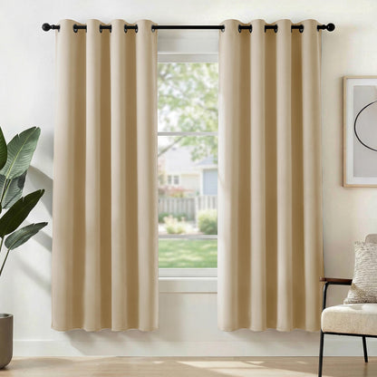 Blackout Eyelet Curtains RRP - Thermal Insulated Noise?Reducing 46 x 72in – Biscotti Beige 2 Panels