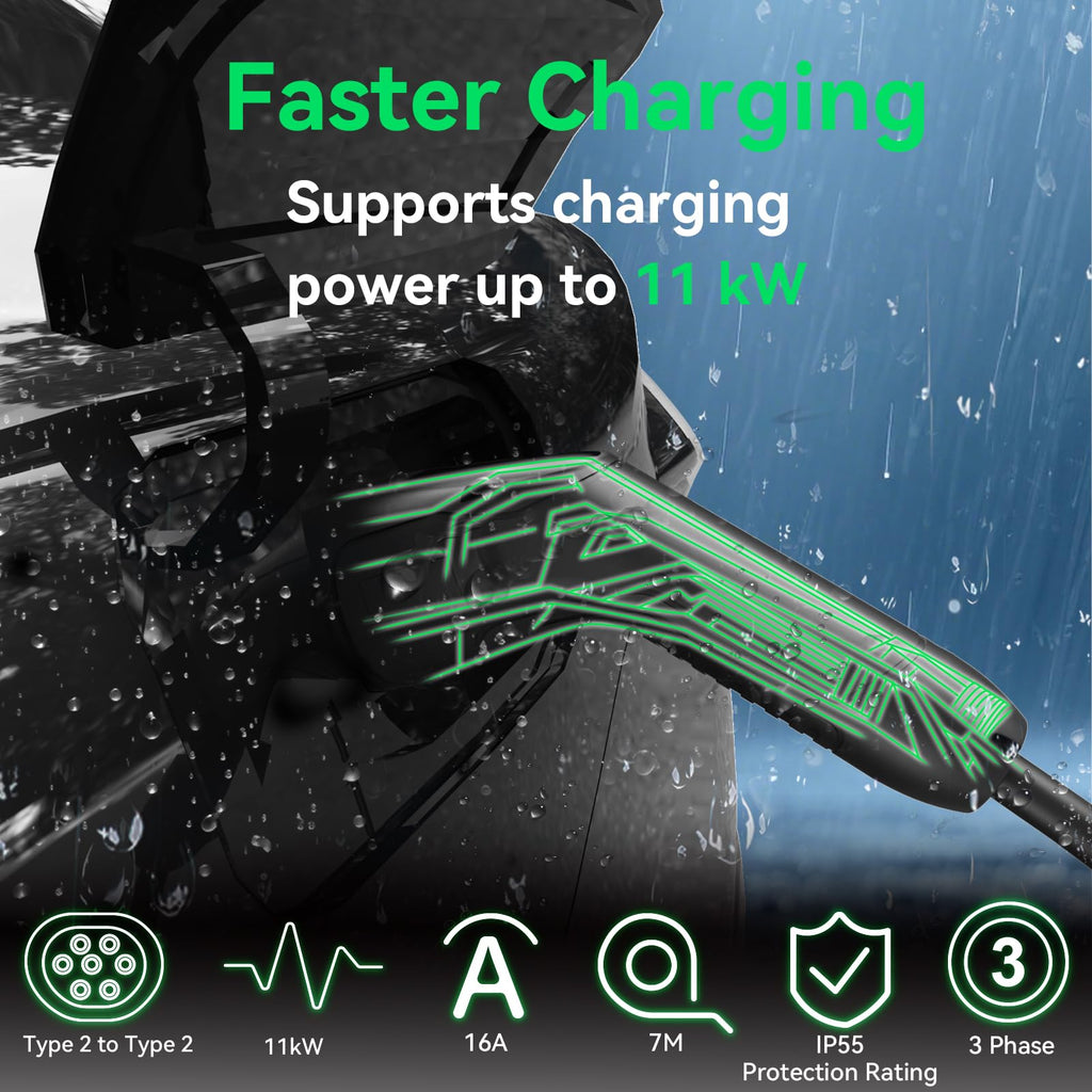 Type 2 EV Charging Cable RRP - £89.99 11kW 16A 3-Phase 7m Fast Charge – 7m