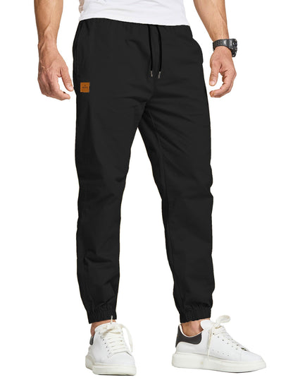 JustSun Mens Casual Chinos Trousers Joggers RRP - £26.99 Elasticated Waist Trousers for Men Cotton Pants Gym Sports Tracksuit Bottoms Drawstring Sweatpants with Pockets Black XXL