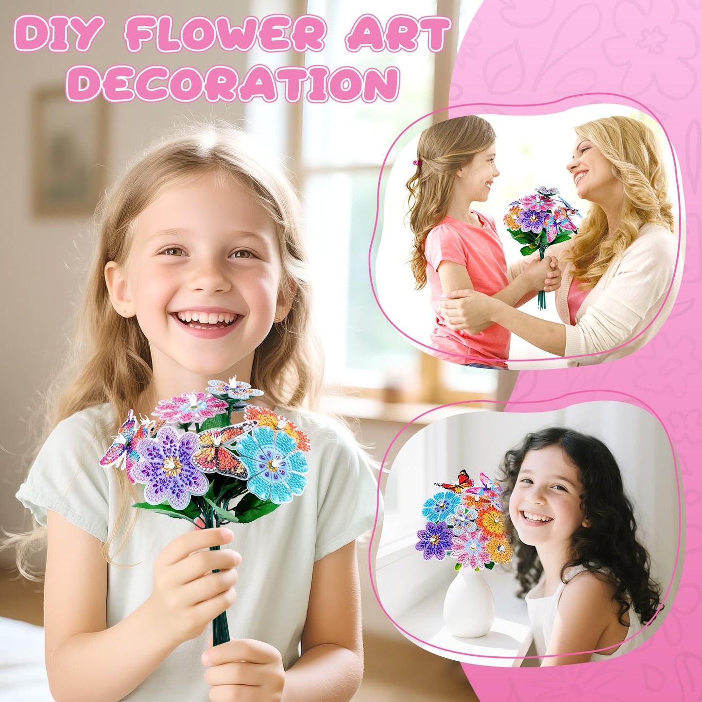 Diamond Art Flower Bouquet Craft Kit for Kids - RRP £9.99 – Ages 5-10