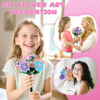 Diamond Art Flower Bouquet Craft Kit for Kids - RRP £9.99 – Ages 5-10
