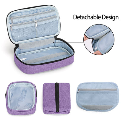 CURMIO Diabetes Bag RRP - £21.99 for Glucose Meter, Medication, Insulin Pens and Other Diabetes Care Supplies, Travel Organizer Case with Detachable Pouches, Purple