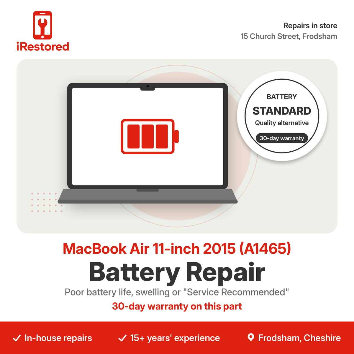 MacBook Air 11-inch 2015 (A1465) Battery Repair
