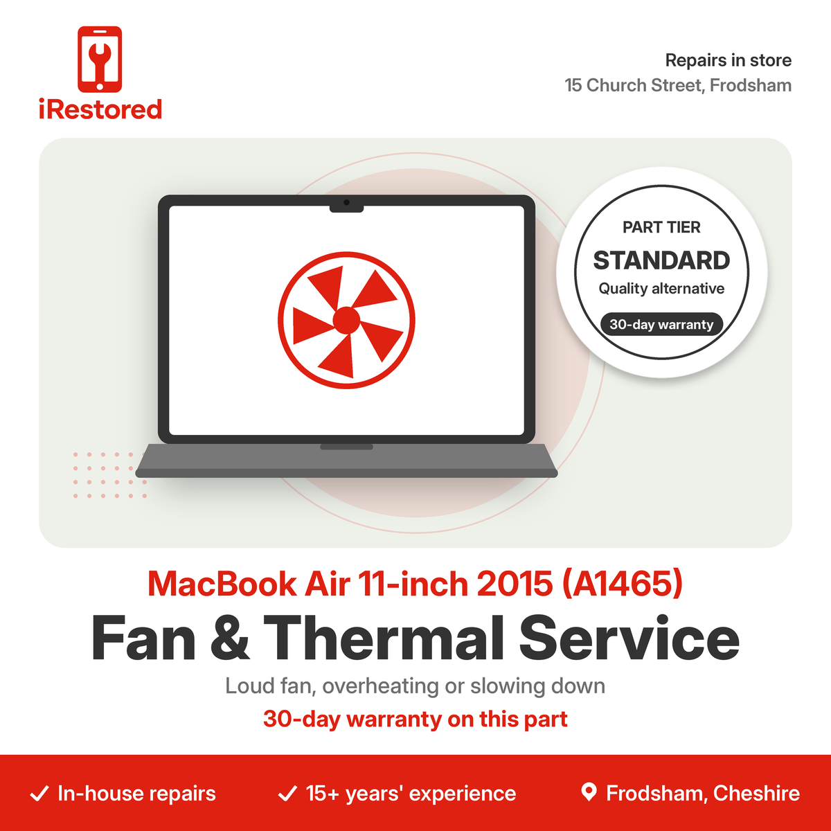 MacBook Air 11-inch 2015 (A1465) Fan & Thermal Service – Aftermarket