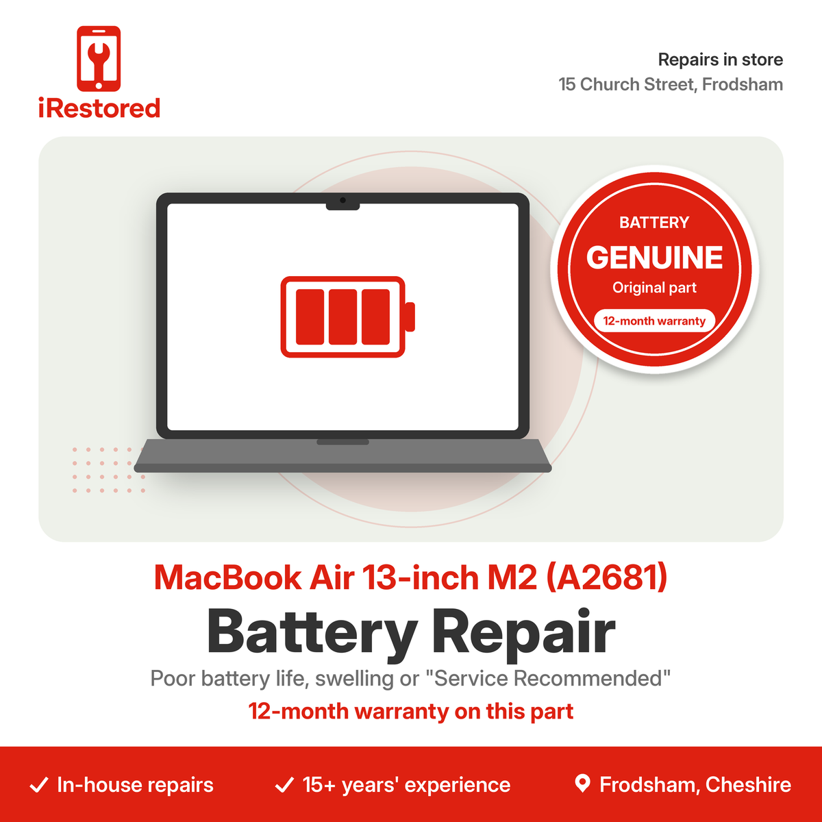 MacBook Air 13-inch M2 (A2681) Battery Repair – Genuine Apple
