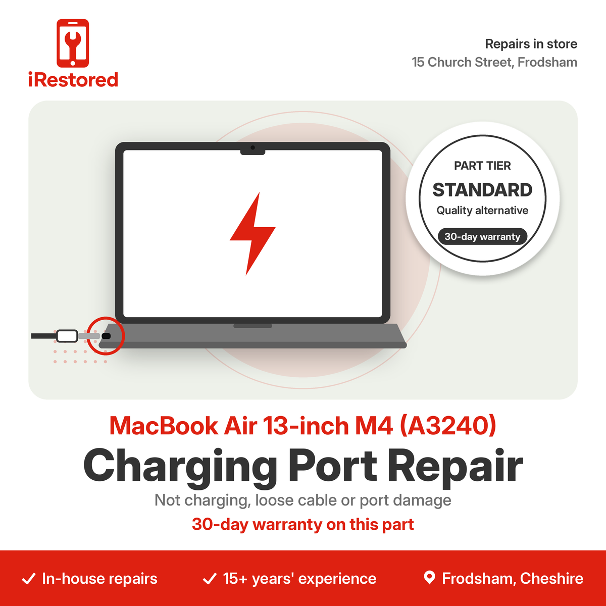 MacBook Air 13-inch M4 (A3240) Charging Port Repair