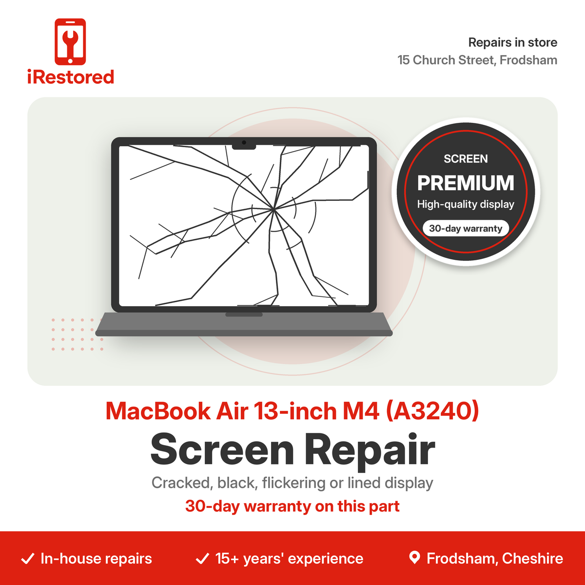 MacBook Air 13-inch M4 (A3240) Screen Repair