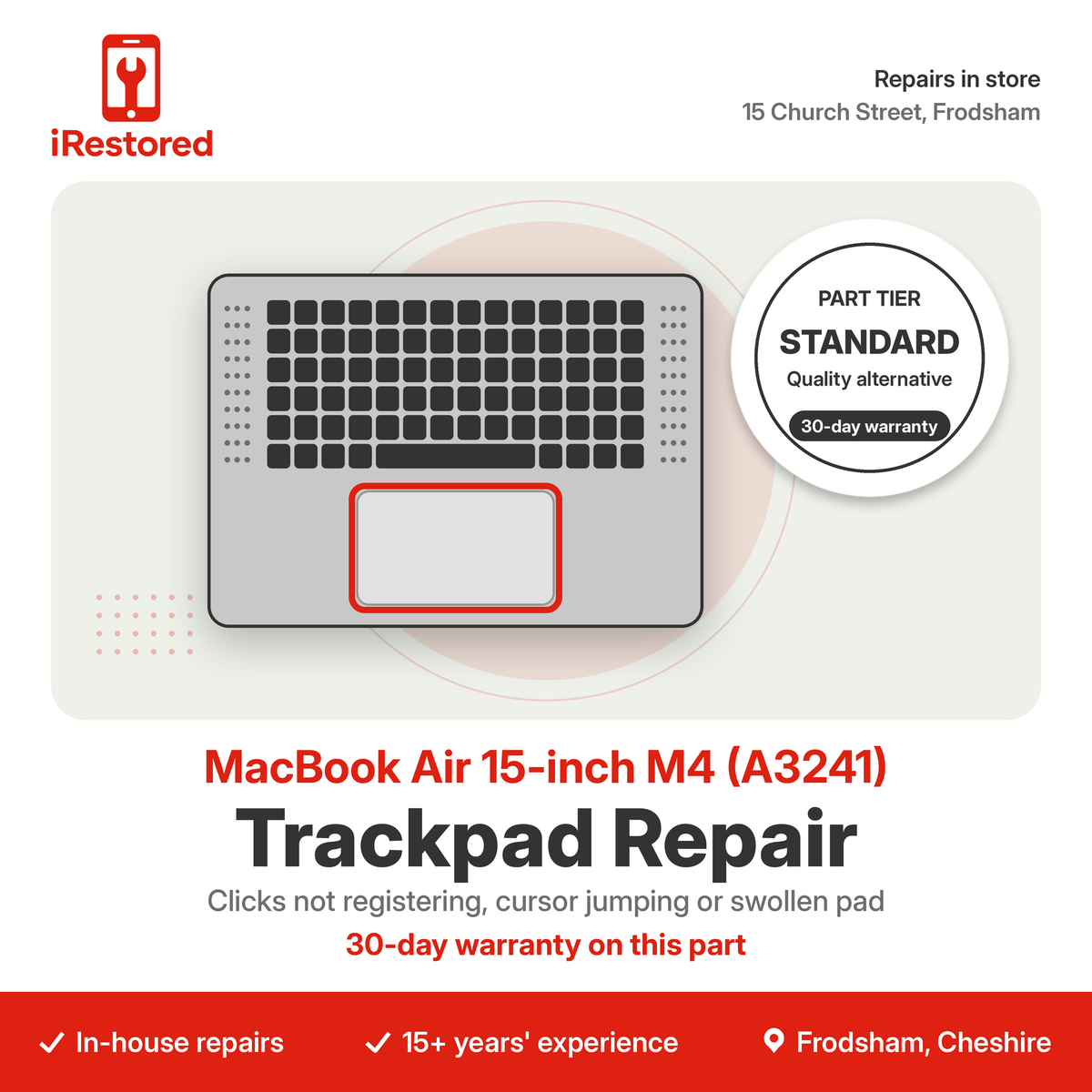 MacBook Air 15-inch M4 (A3241) Trackpad Repair – Aftermarket