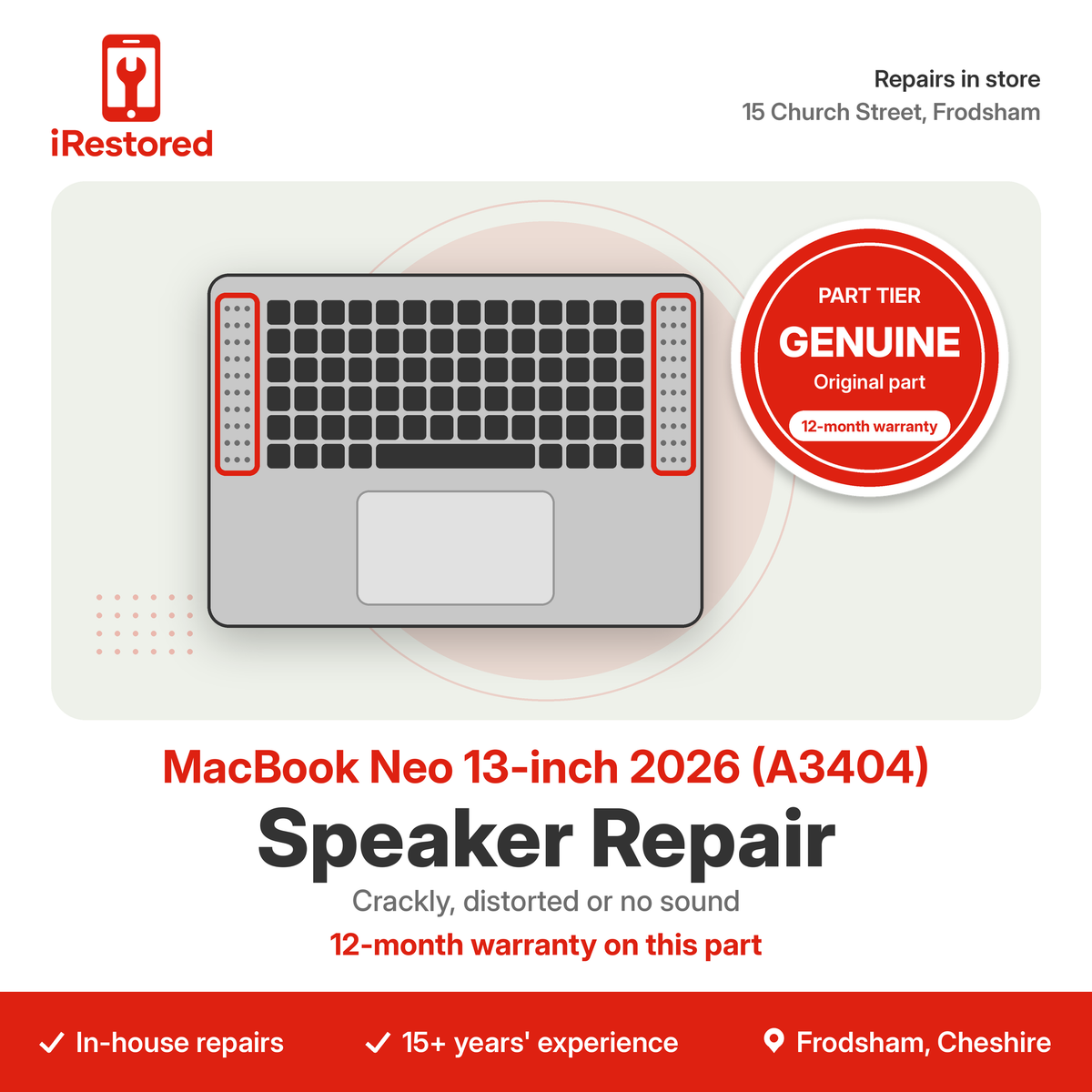 MacBook Neo 13-inch 2026 (A3404) Speaker Repair