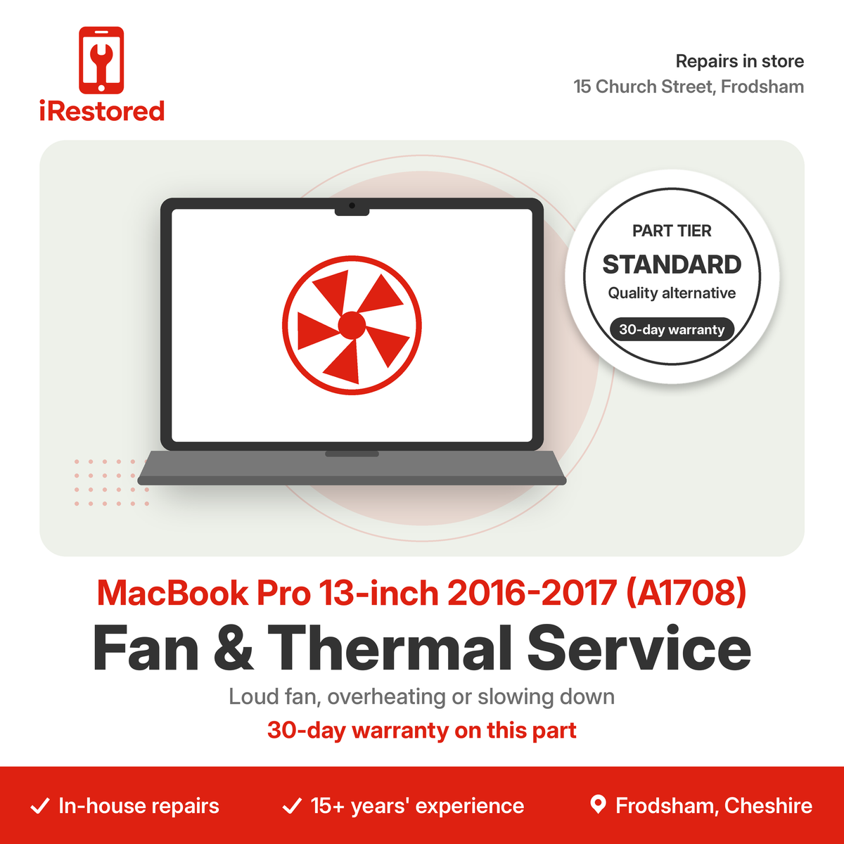 MacBook Pro 13-inch 2016-2017 (A1708) Fan & Thermal Service – Aftermarket