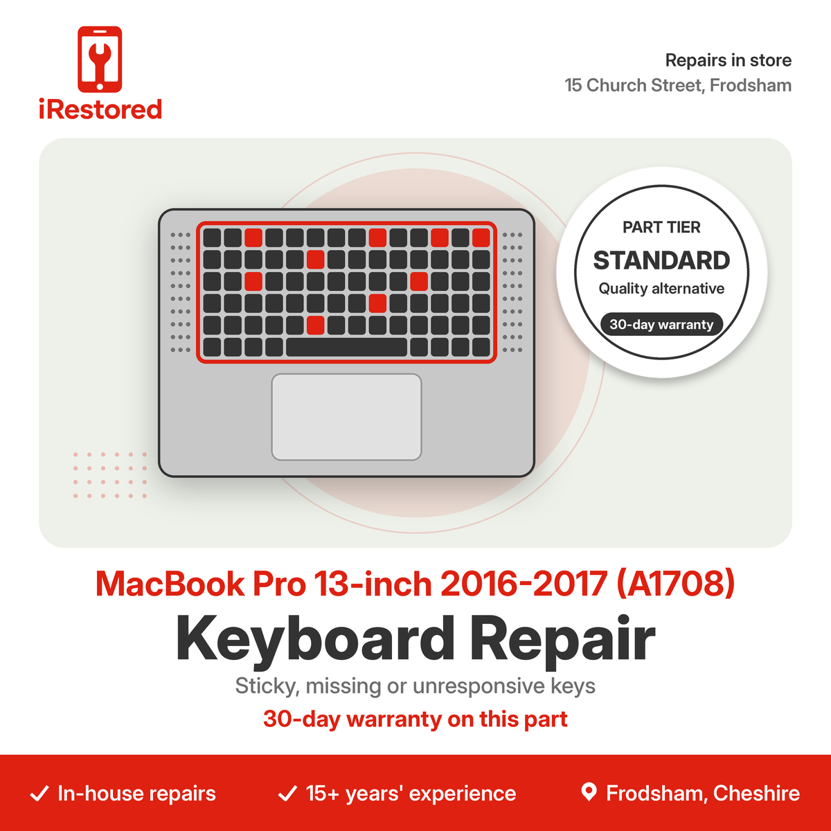 MacBook Pro 13-inch 2016-2017 (A1708) Keyboard Repair – Aftermarket