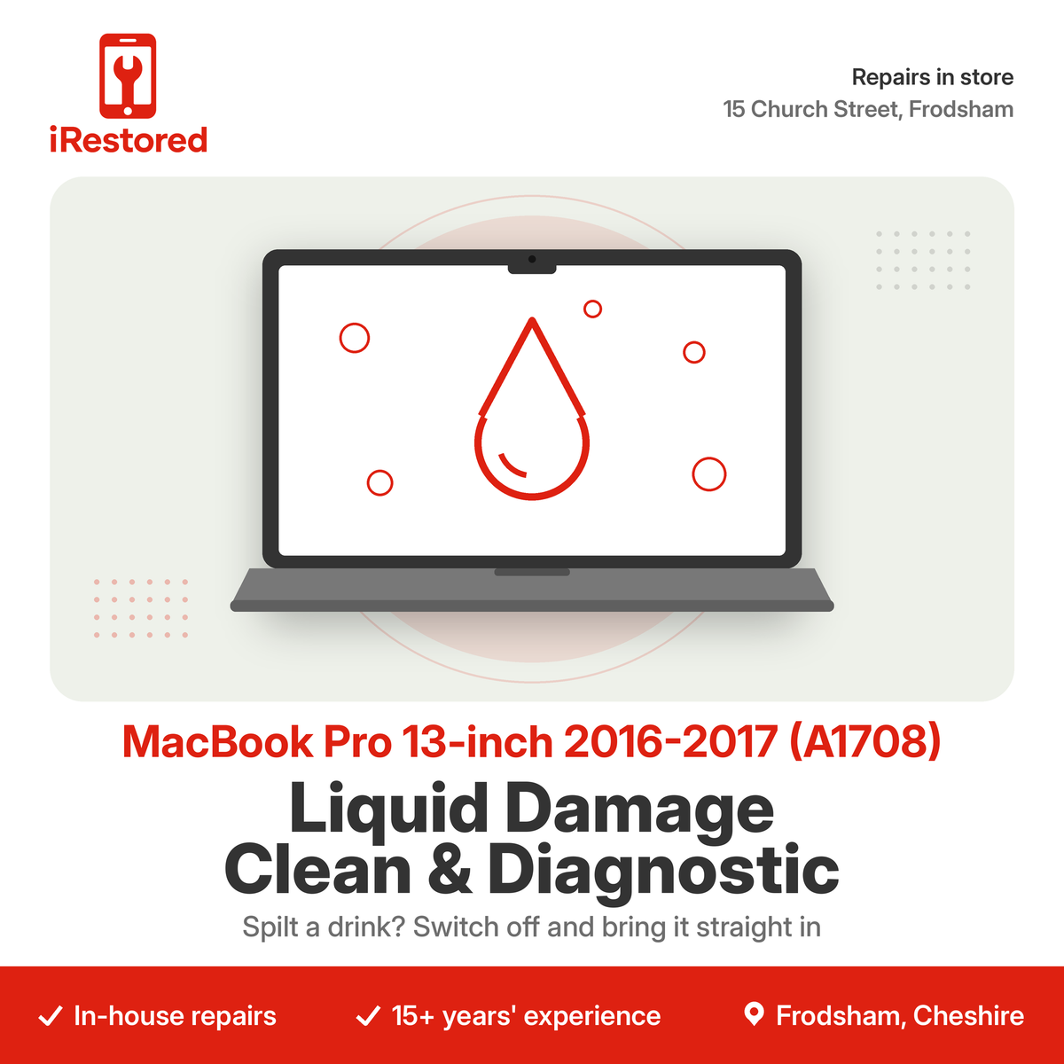 MacBook Pro 13-inch 2016-2017 (A1708) Liquid Damage Clean & Diagnostic