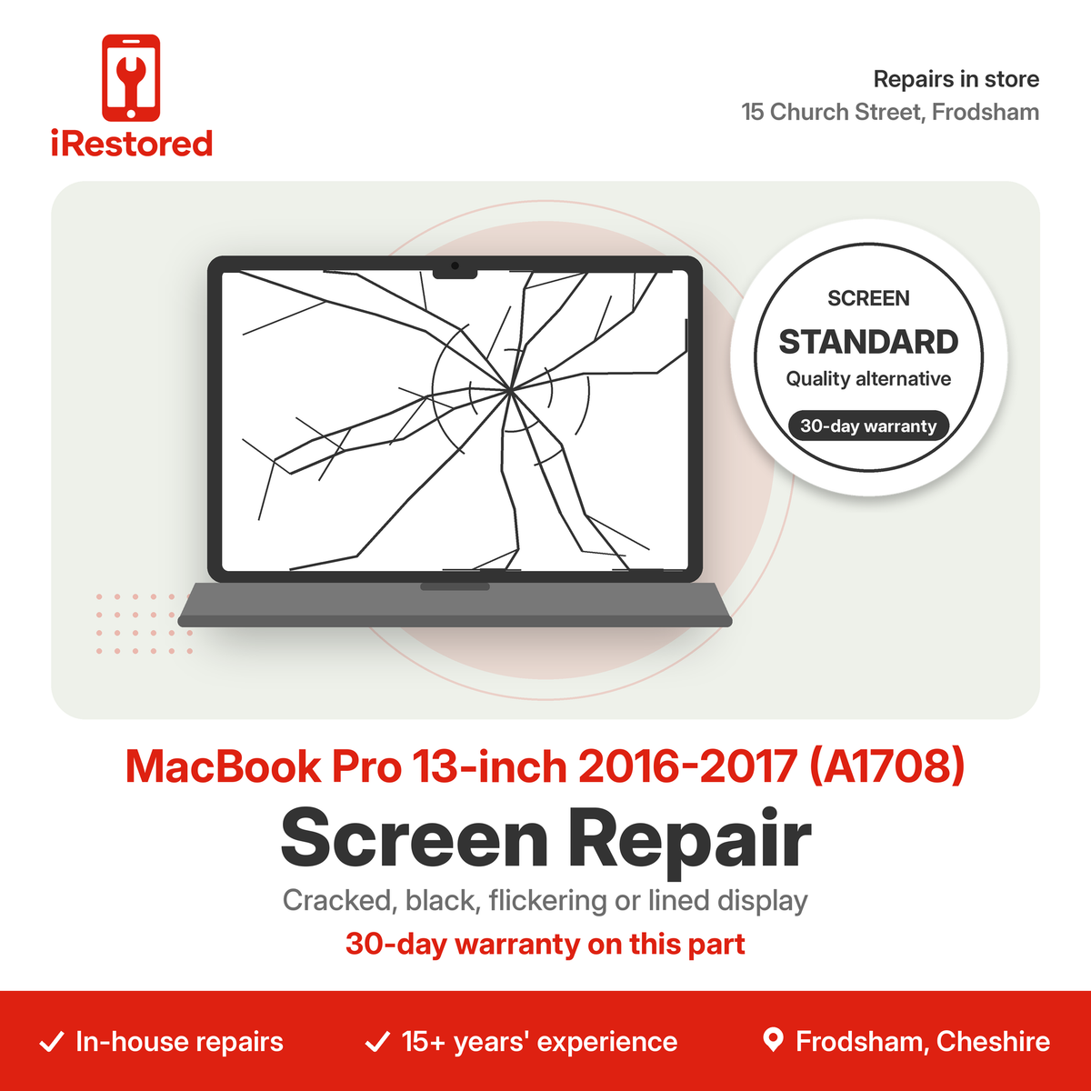 MacBook Pro 13-inch 2016-2017 (A1708) Screen Repair – Aftermarket
