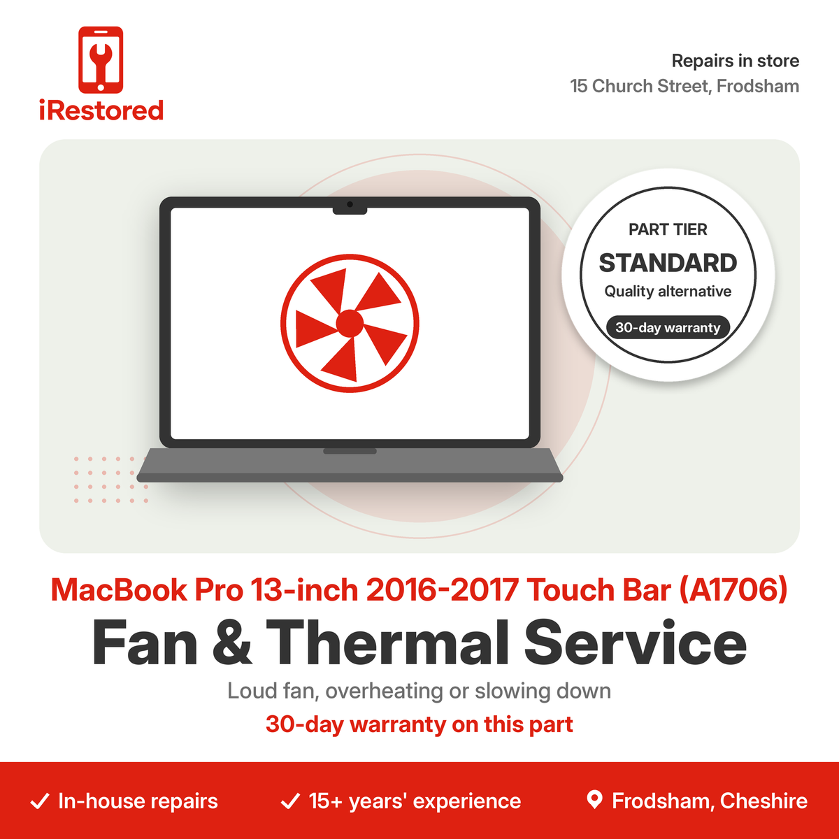MacBook Pro 13-inch 2016-2017 Touch Bar (A1706) Fan & Thermal Service – Aftermarket