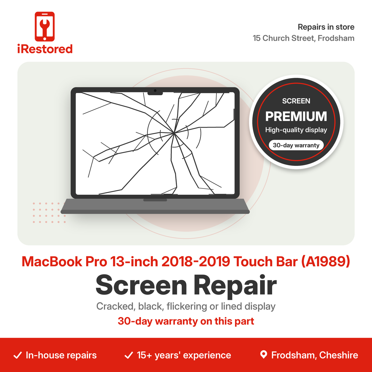 MacBook Pro 13-inch 2018-2019 Touch Bar (A1989) Screen Repair