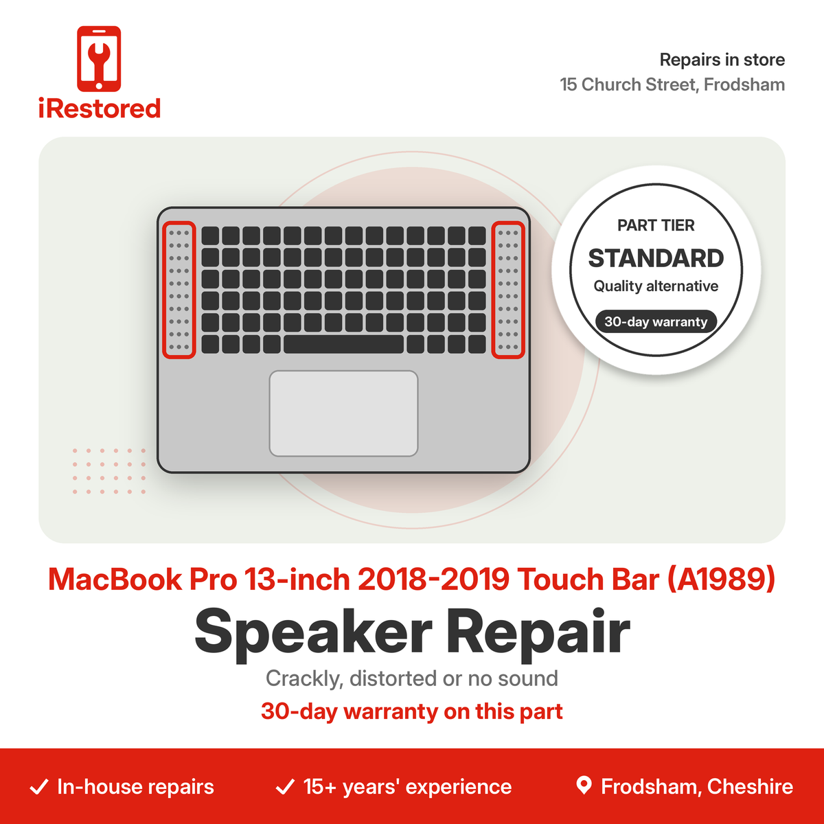 MacBook Pro 13-inch 2018-2019 Touch Bar (A1989) Speaker Repair