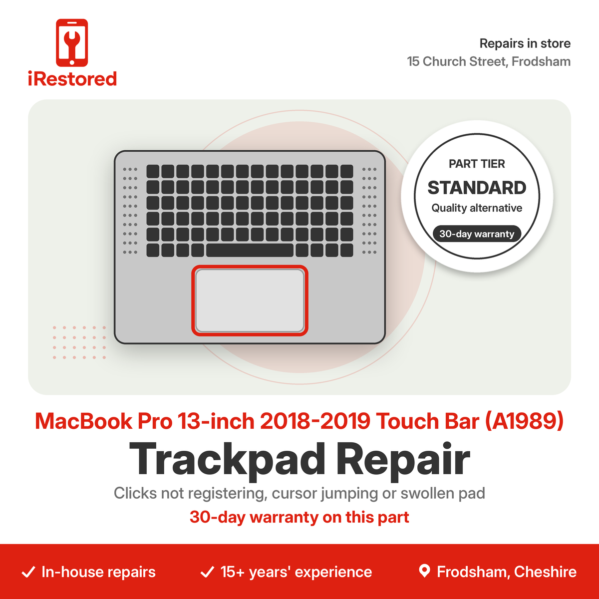MacBook Pro 13-inch 2018-2019 Touch Bar (A1989) Trackpad Repair