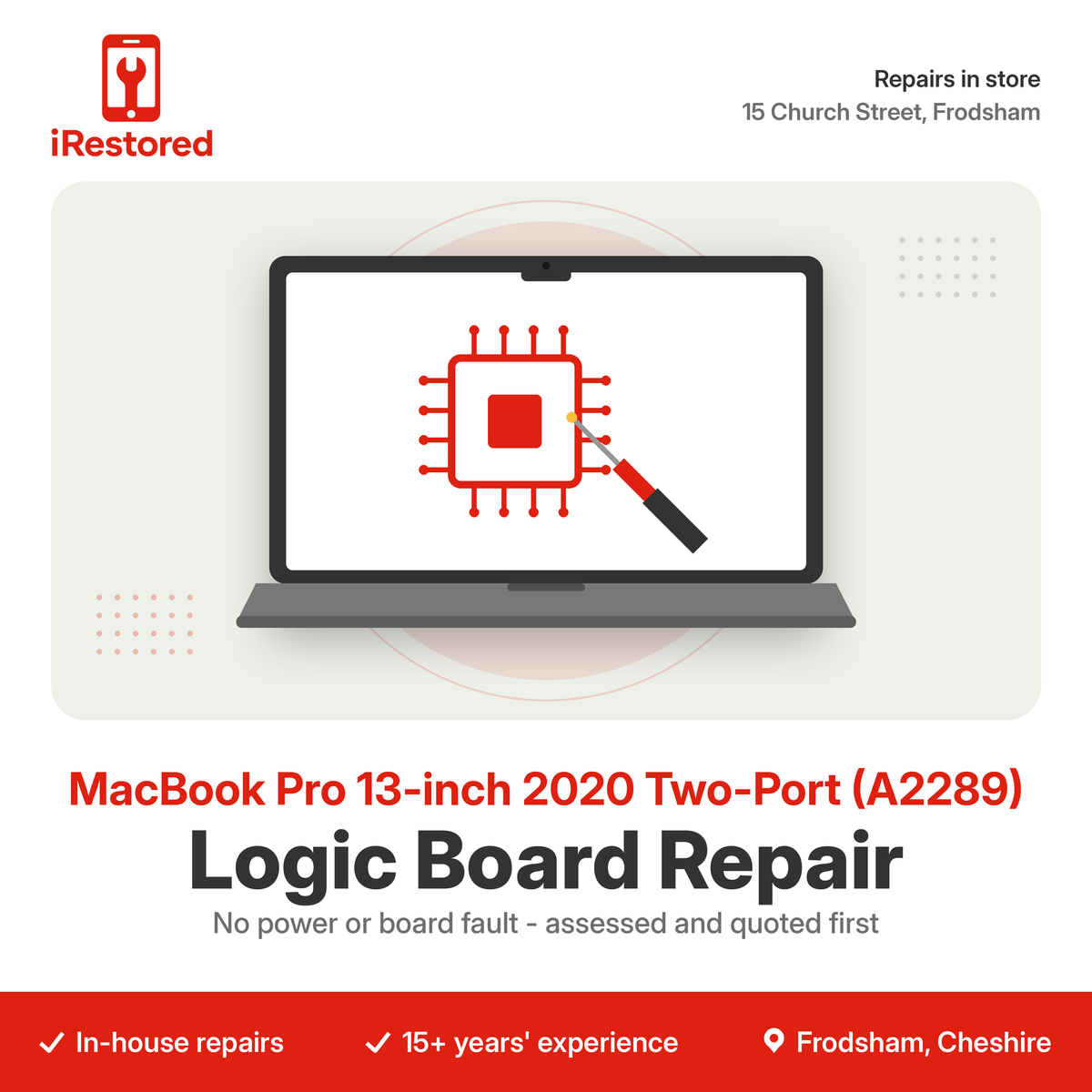 MacBook Pro 13-inch 2020 Two-Port (A2289) Logic Board Repair