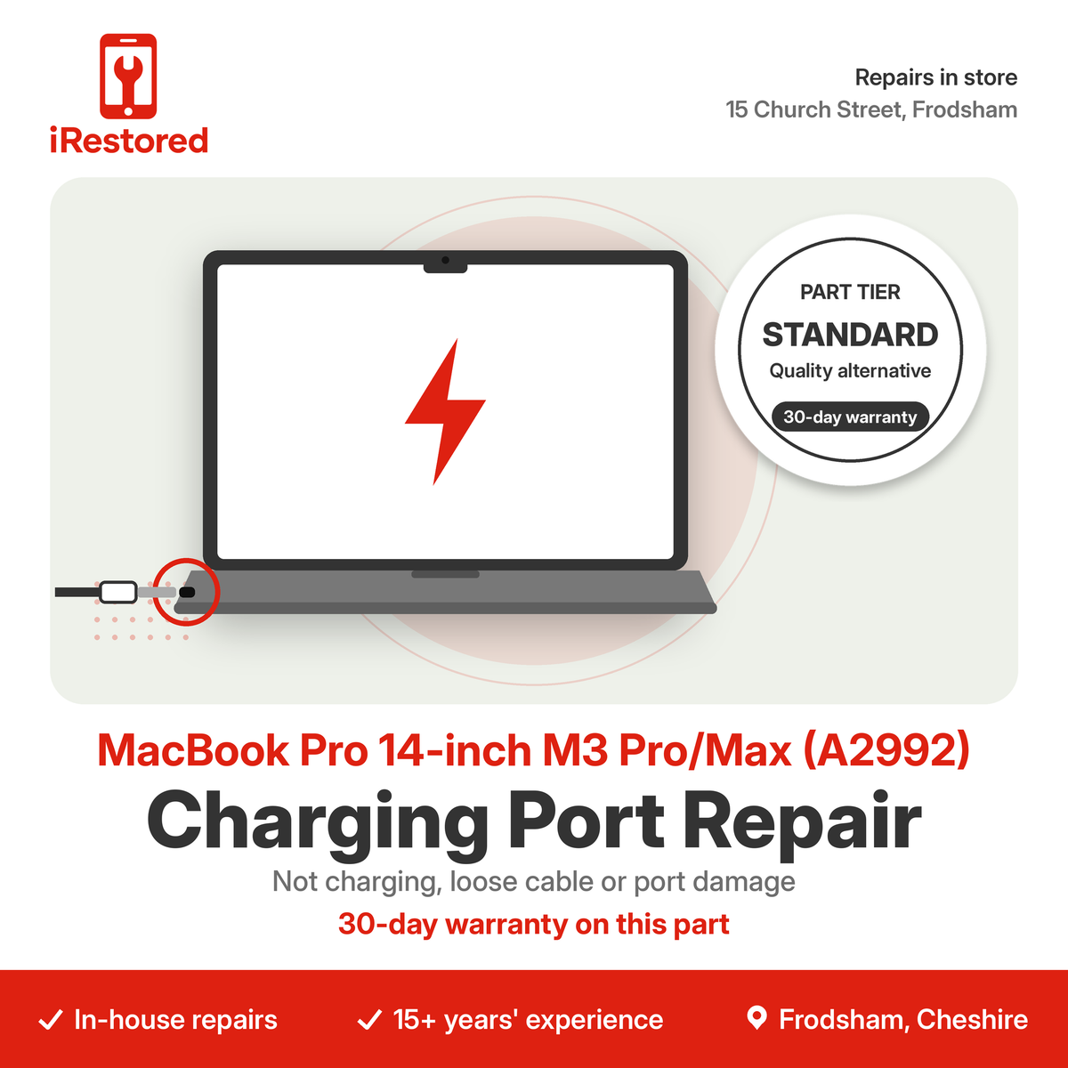 MacBook Pro 14-inch M3 Pro/Max (A2992) Charging Port Repair