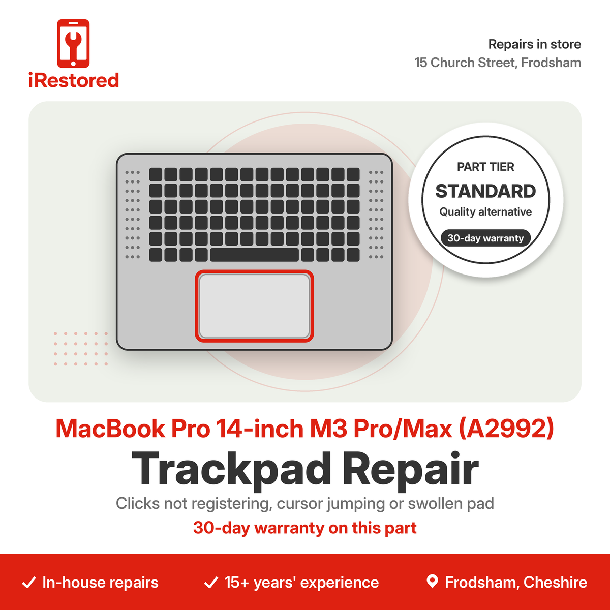 MacBook Pro 14-inch M3 Pro/Max (A2992) Trackpad Repair – Aftermarket