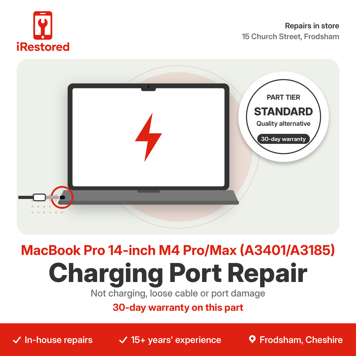 MacBook Pro 14-inch M4 Pro/Max (A3401/A3185) Charging Port Repair