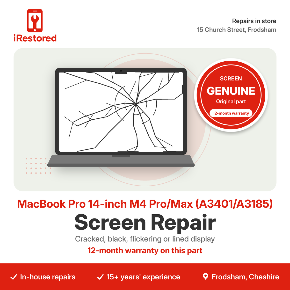 MacBook Pro 14-inch M4 Pro/Max (A3401/A3185) Screen Repair