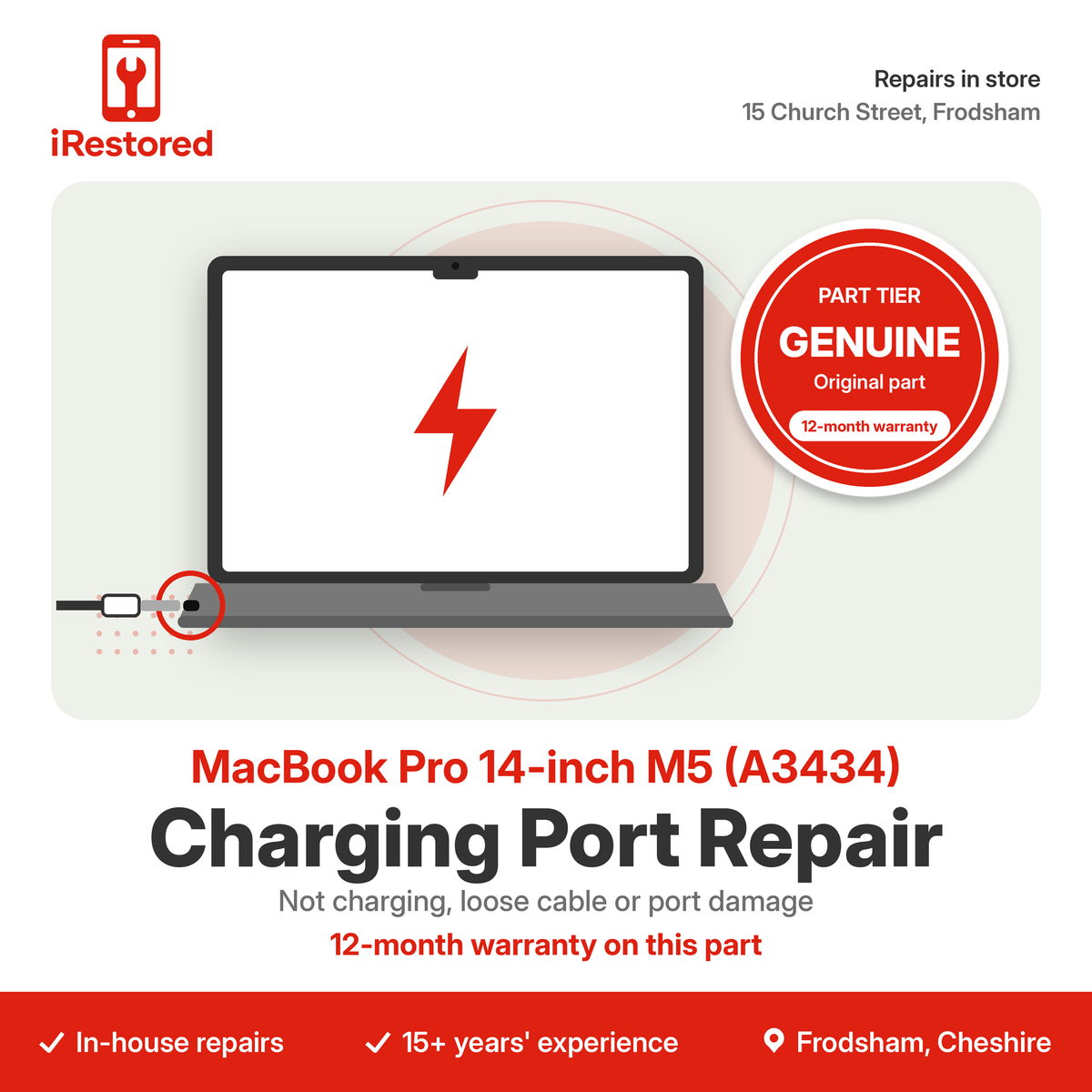 MacBook Pro 14-inch M5 (A3434) Charging Port Repair