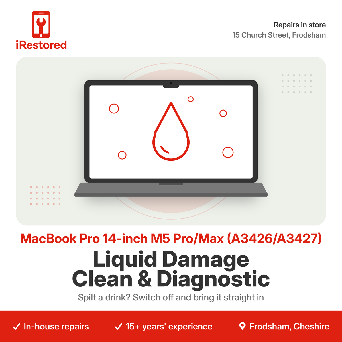 MacBook Pro 14-inch M5 Pro/Max (A3426/A3427) Liquid Damage Clean & Diagnostic
