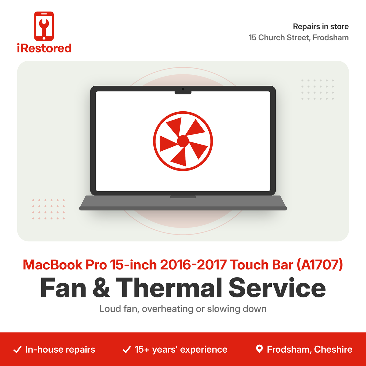 MacBook Pro 15-inch 2016-2017 Touch Bar (A1707) Fan & Thermal Service
