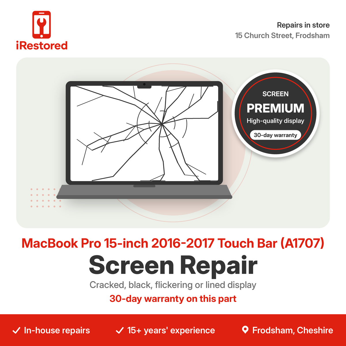 MacBook Pro 15-inch 2016-2017 Touch Bar (A1707) Screen Repair