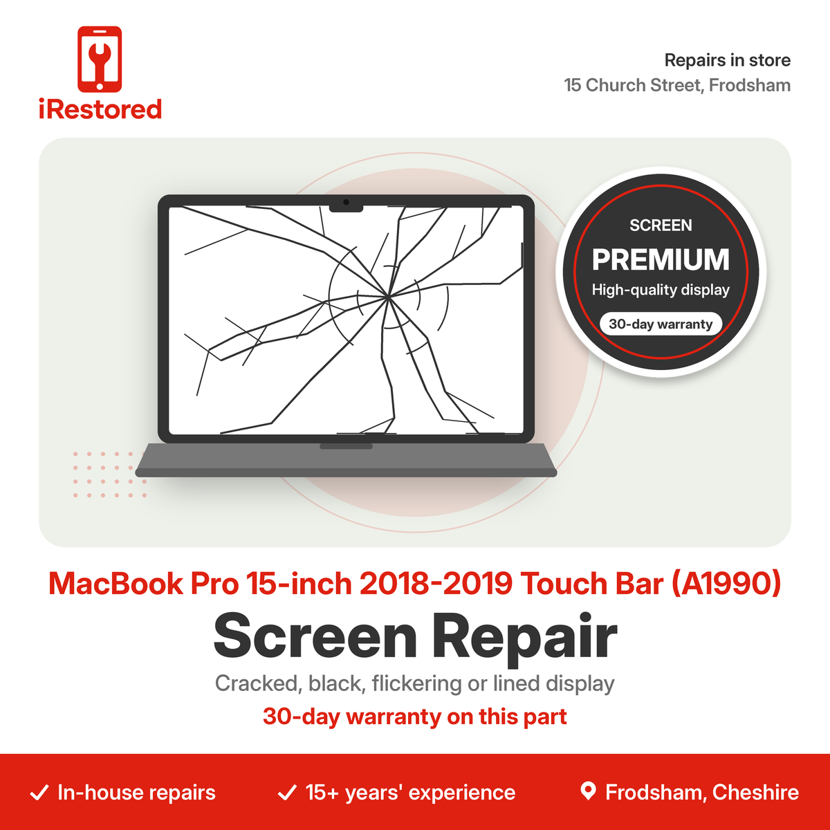 MacBook Pro 15-inch 2018-2019 Touch Bar (A1990) Screen Repair