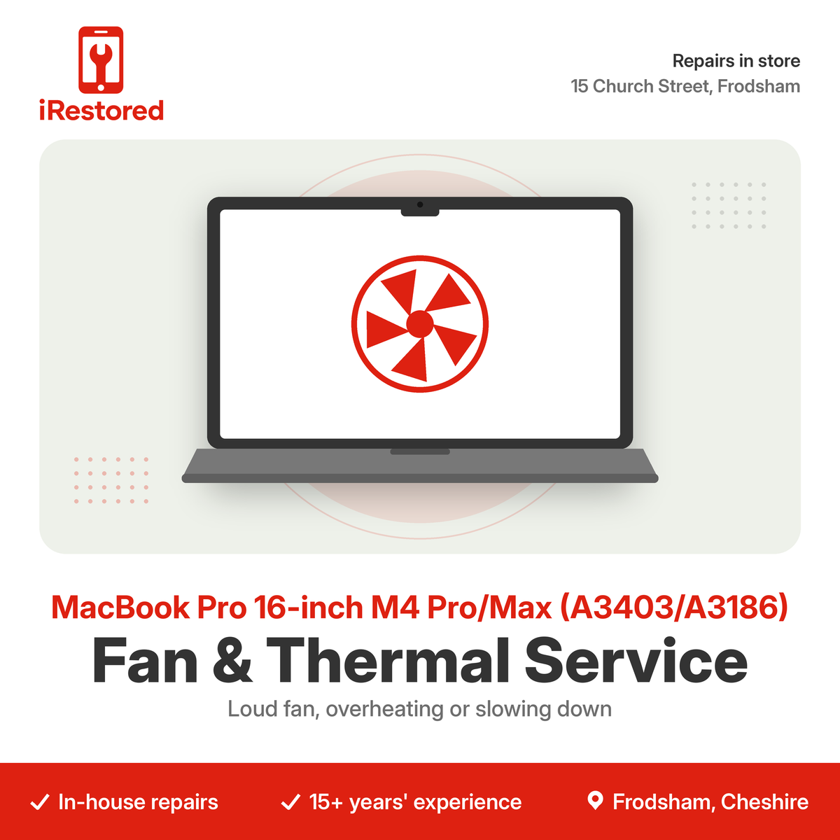 MacBook Pro 16-inch M4 Pro/Max (A3403/A3186) Fan & Thermal Service