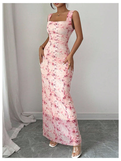 Women's Square Neck Bodycon Fishtail Maxi Dress Going Out RRP - £28.99