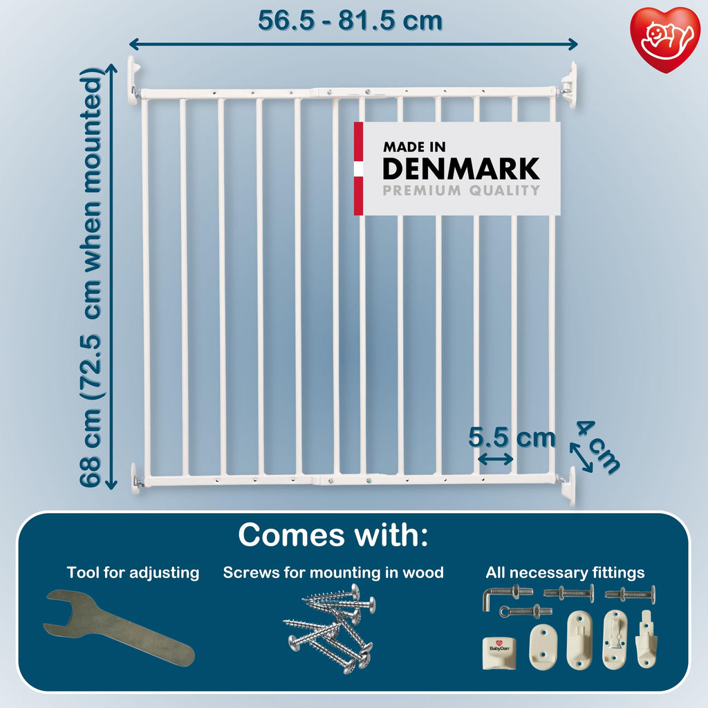BabyDan Ebeltoft Safety Gate RRP - £35.99 Wall-Mounted For Narrow Openings – White 56.5-81.5cm