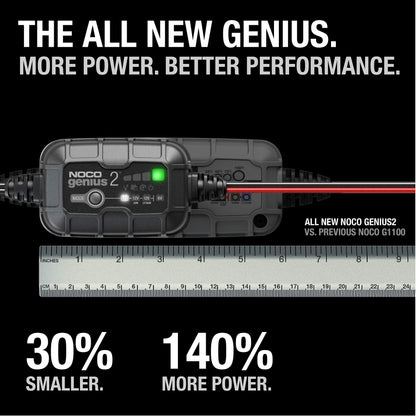 NOCO GENIUS2: 2A 6V/12V Smart Battery Charger - RRP £54.99 - Automatic Maintainer, Trickle Charger & Desulfator with Overcharge Protection & Temperature Compensation - For Lead-Acid & Lithium Batteries