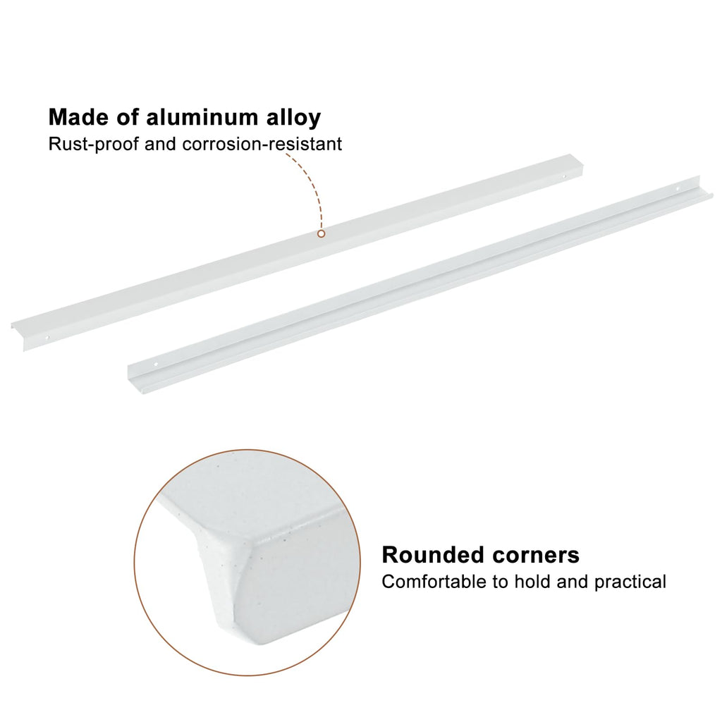 Finger Edge Cabinet Pulls 3pcs 800mm Back-Mount Aluminum Concealed – White